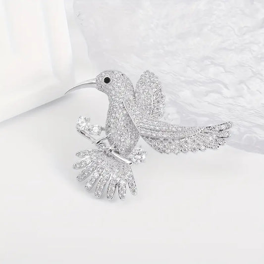 Hummingbird Crystal Brooch with Sparkly Rhinestones Blouse Dress Coat Scarf Brooch Collar Bird Lapel Pin Women's Decorative Statement Lapel Pins Jewellery For Women