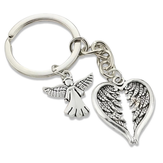 Guardian Angel Keychain Charm Feather Wings Charm Angelic Keyring Gift For Friend Mother Aunt Daughter Niece Grandma For Birthday Special Occasion