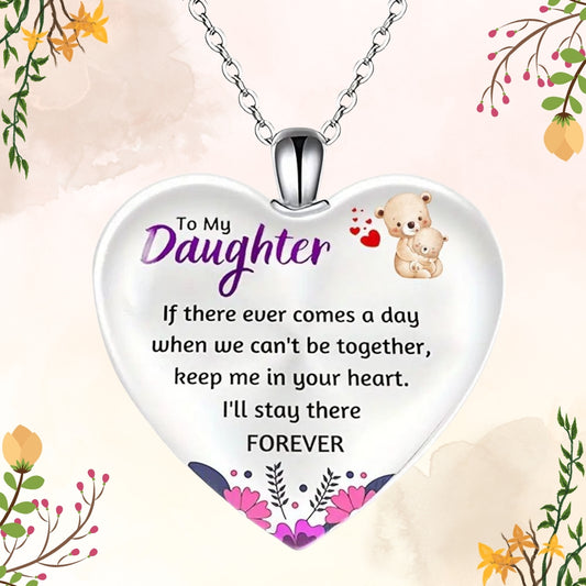 To My Daughter Keep Me In Your Heart Stainless Steel Necklace Gift Bonding Heartfelt Pendant Keepsake For Daughter