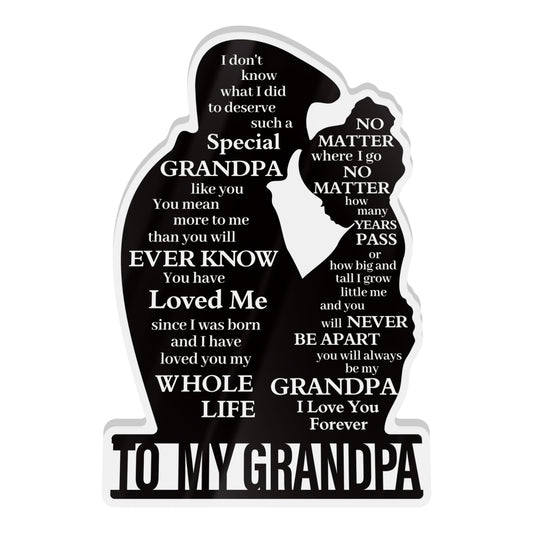 To My Grandpa Poem Black Silhouette Portrait Acrylic Plaque Block Free-Standing Sign Gift Keepsake For Grandpa Grandfather For Birthday Special Occasion