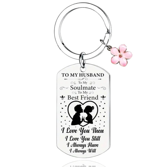 To My Husband Soulmate Keychain Stunning Lovely Message Engraved Keyring For Husband Partner For Birthday Anniversary Valentine's Day Special Occasion