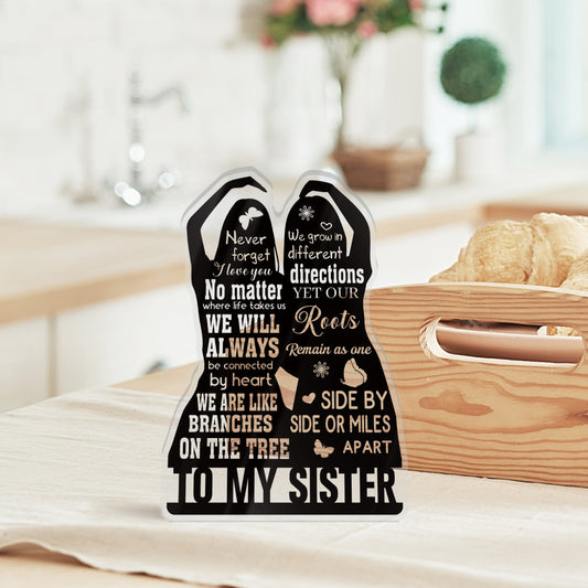 To My Sister Poem Black Silhouette Portrait Acrylic Plaque Block Free-Standing Sign Gift Keepsake For Best Sis Older Younger Sister For Birthday Special Occasion
