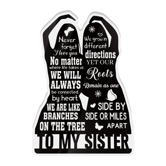 To My Sister Poem Black Silhouette Portrait Acrylic Plaque Block Free-Standing Sign Gift Keepsake For Best Sis Older Younger Sister For Birthday Special Occasion