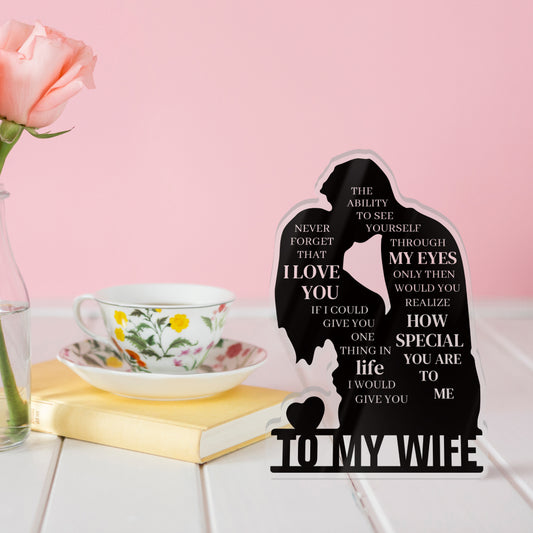 To My Wife Poem Black Silhouette Portrait Acrylic Plaque Block Free-Standing Sign Gift Keepsake For Wife For Birthday Valentine's Day Anniversary