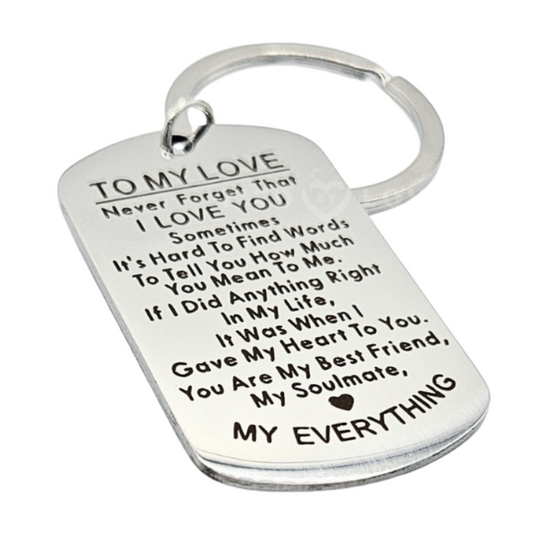 To My Love Engraved Keychain Gift For Boyfriend Girlfriend Partner Couples For Birthday Anniversary Valentine's Day Special Occasion