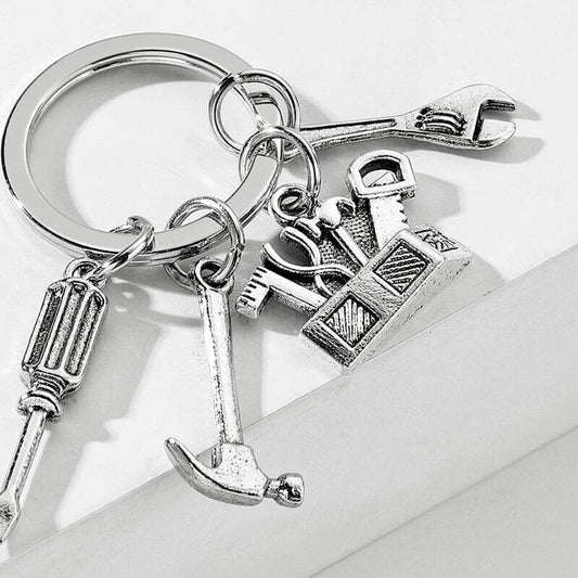 Creative Handy Man Tools Keychain Metal DIY Keyring Hammer Tool Bag Wrench Gift For Father's Day Birthday Special Occasion