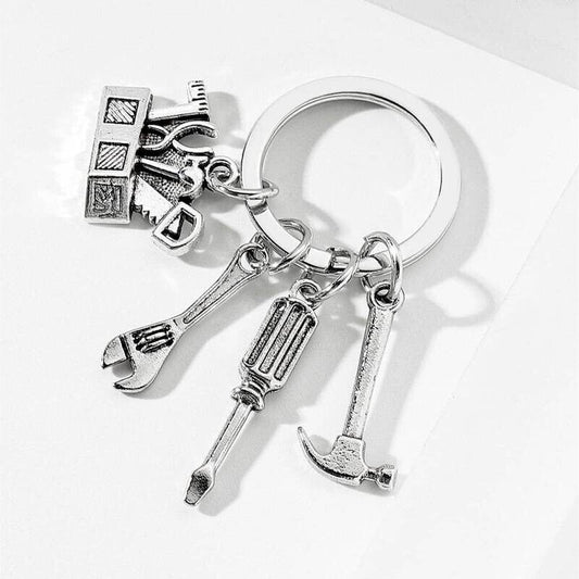 Creative Handy Man Tools Keychain Metal DIY Keyring Hammer Tool Bag Wrench Gift For Father's Day Birthday Special Occasion
