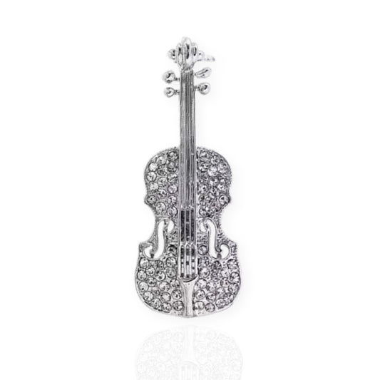 Violin Rhinestone Brooch Silver Gold Tone Music Musical Instrument Badge Blouse Dress Coat Scarf Brooch Collar Lapel Pin Women's Decorative Statement Lapel Pins Jewellery For Women