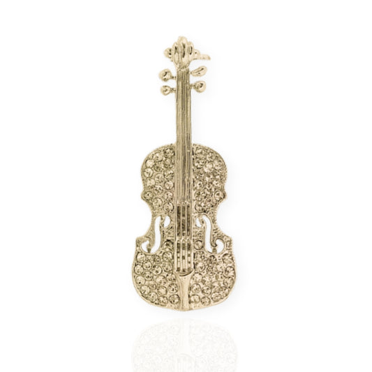 Violin Rhinestone Brooch Silver Gold Tone Music Musical Instrument Badge Blouse Dress Coat Scarf Brooch Collar Lapel Pin Women's Decorative Statement Lapel Pins Jewellery For Women