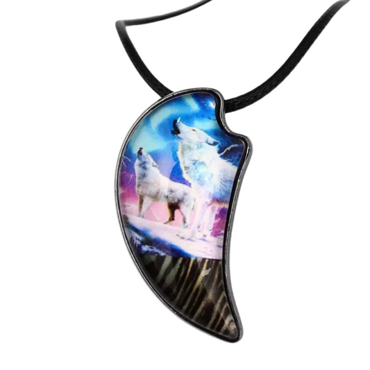 Wolf Necklace Pendant White Wolves Howling Chain Necklace Gift For Boyfriend Dad Brother Son For Birthday Special Occasion