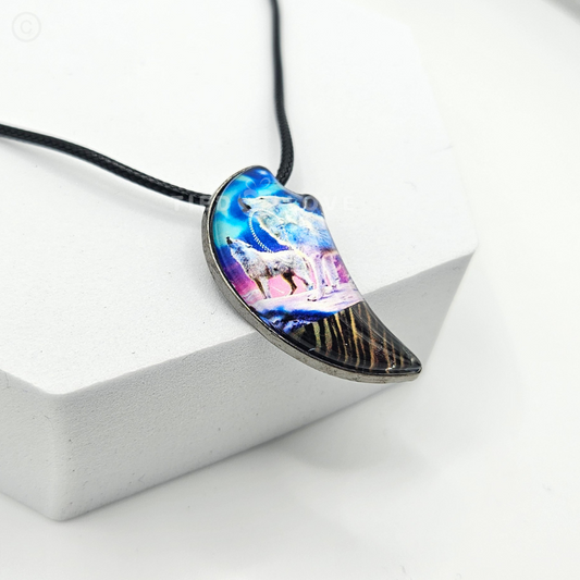 Wolf Necklace Pendant White Wolves Howling Chain Necklace Gift For Boyfriend Dad Brother Son For Birthday Special Occasion