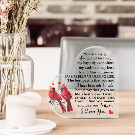 You Are My Always & Forever Acrylic Plaque Heart-Shaped Block Gift Free-Standing Sign Keepsake For Girlfriend Boyfriend Wife Husband Partner Couples For Birthday Valentine's Day Anniversary