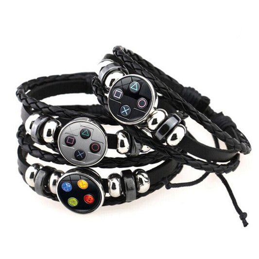 Unisex PU Leather XBOX Playstation Sign Wristband Bracelet Gothic Steampunk Bohemian Unisex Wristband