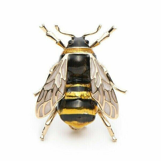 Realistic Detailed Bee Bumblebee Brooch Pin Charm Black & Gold Gift For Women Gift Idea For Mum Grandma Aunt