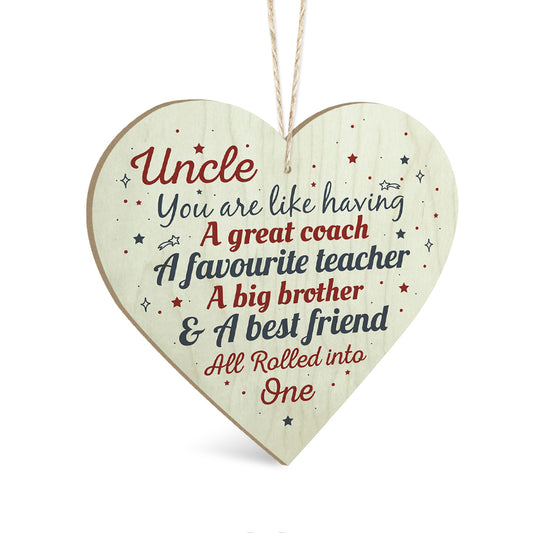 Uncle You Are Like Having A... Wooden Heart Sign Plaque Ornament Gift Keepsake