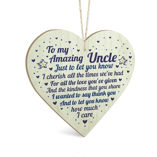 To My Amazing Uncle Wooden Heart Sign Plaque Ornament Gift Keepsake