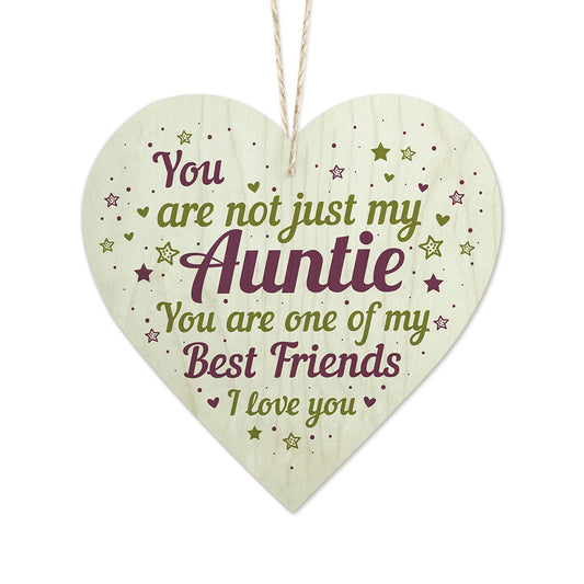 Auntie You Are One Of My Best Friends Wooden Heart Sign Plaque Ornament Gift Keepsake