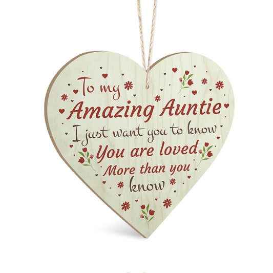 To My Amazing Auntie Wooden Heart Sign Plaque Ornament Gift Keepsake