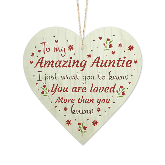 To My Amazing Auntie Wooden Heart Sign Plaque Ornament Gift Keepsake