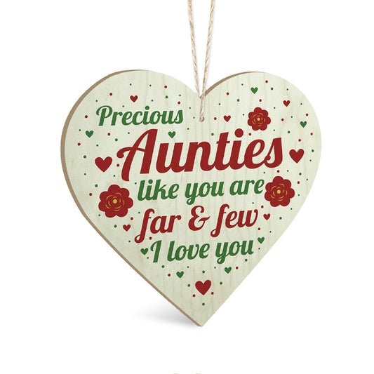Precious Aunties Like You Are Far & Few Wooden Heart Sign Plaque Ornament Gift Keepsake