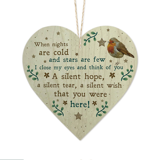 Robin Commemorative Decoration Wooden Heart Sign Plaque Ornament