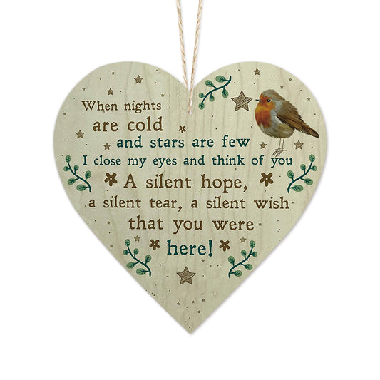 Robin Commemorative Decoration Wooden Heart Sign Plaque Ornament
