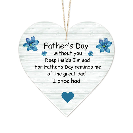 Father's Day Memorial Wooden Heart Sign Plaque Ornament Gift Keepsake