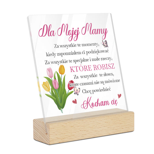 Polish Dla Mojej Mamy Acrylic Plaque On Wooden Stand Free-Standing Sign Gift Keepsake For Mothers For Birthday Mother's Day Special Occasion