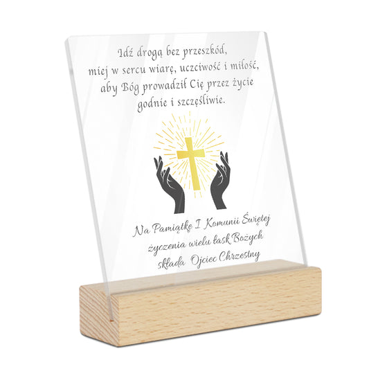 Polish Christening Acrylic Plaque On Wooden Stand Free-Standing Sign Gift Keepsake For Christening Special Occasion