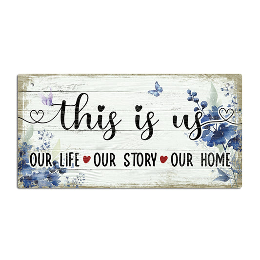 Our Life Our Story Our Home Wooden Rectangular Hanging Sign Plaque Ornament Gift Keepsake