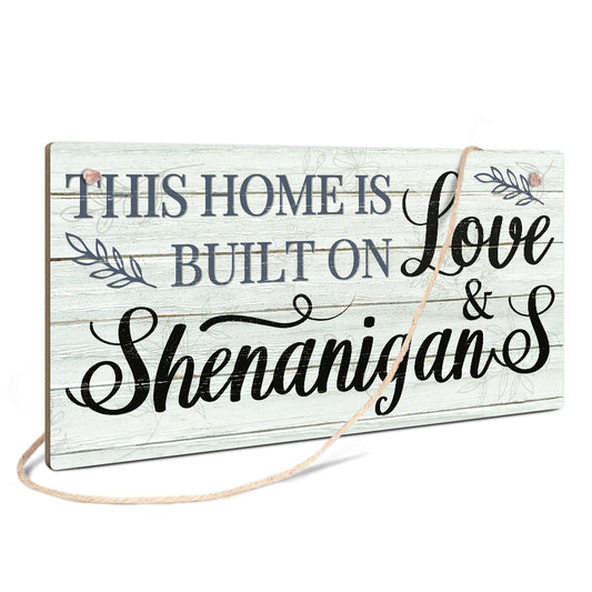 Love & Shenanigans Wooden Rectangular Hanging Sign Plaque Ornament Gift Keepsake