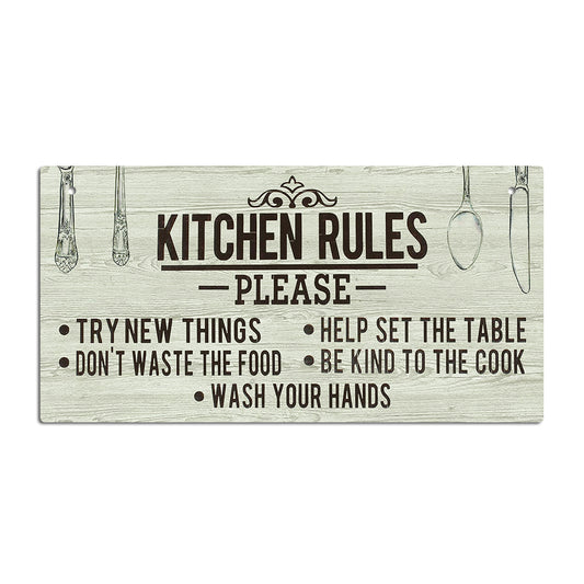 Kitchen Rules Wooden Rectangular Hanging Sign Plaque Ornament Gift Keepsake