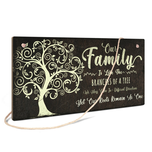 Our Family Branches Of A Tree Wooden Rectangular Hanging Sign Plaque Ornament Gift Keepsake