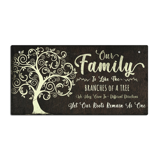 Our Family Branches Of A Tree Wooden Rectangular Hanging Sign Plaque Ornament Gift Keepsake