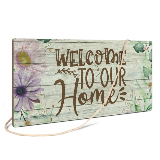 Welcome To Our Home Wooden Rectangular Hanging Sign Plaque Ornament Gift Keepsake