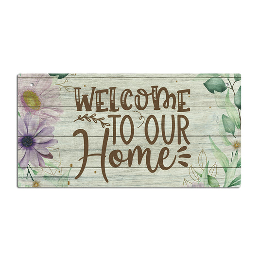 Welcome To Our Home Wooden Rectangular Hanging Sign Plaque Ornament Gift Keepsake