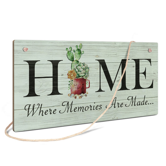 Home Where Memories Are Made Wooden Rectangular Hanging Sign Plaque Ornament Gift Keepsake