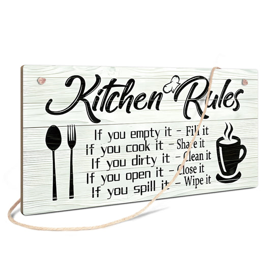 Funny Kitchen Rules Home & Dining Room Decor Wooden Sign Plaque Ornament