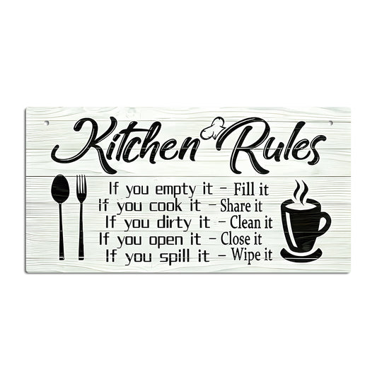 Funny Kitchen Rules Home & Dining Rectangular Hanging Sign Plaque Ornament Gift Keepsake