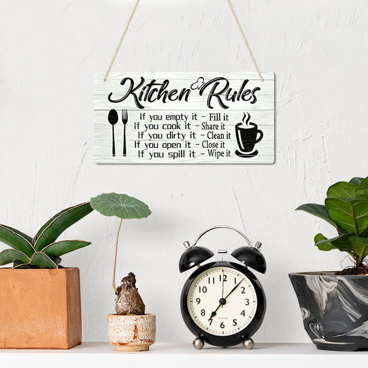 Funny Kitchen Rules Home & Dining Room Decor Wooden Sign Plaque Ornament