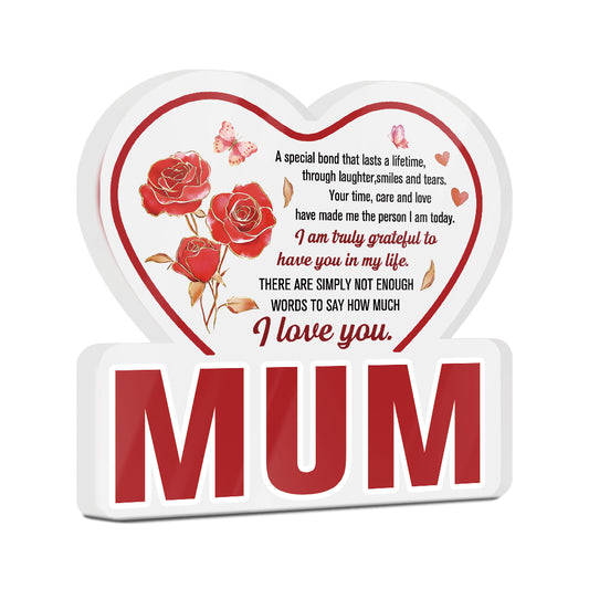 Mum I Am Truly Grateful Acrylic Plaque Block Free-Standing Sign Gift Keepsake For Mum Mother For Birthday Mother's Day Special Occasion