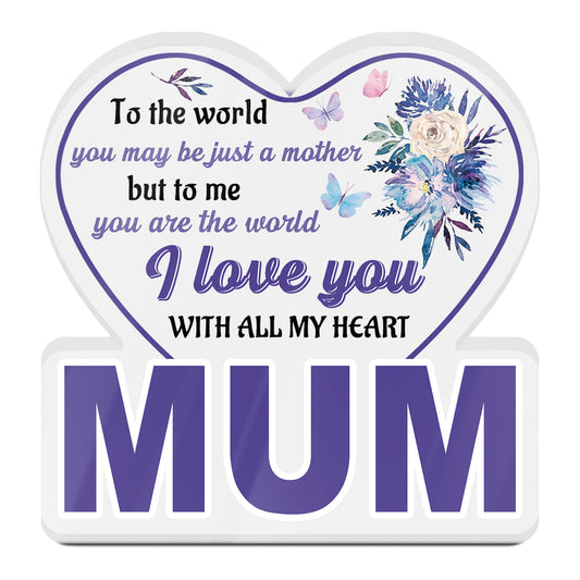 Mum I Love You Acrylic Plaque Block Free-Standing Sign Gift Keepsake For Mum Mother For Birthday Mother's Day Special Occasion