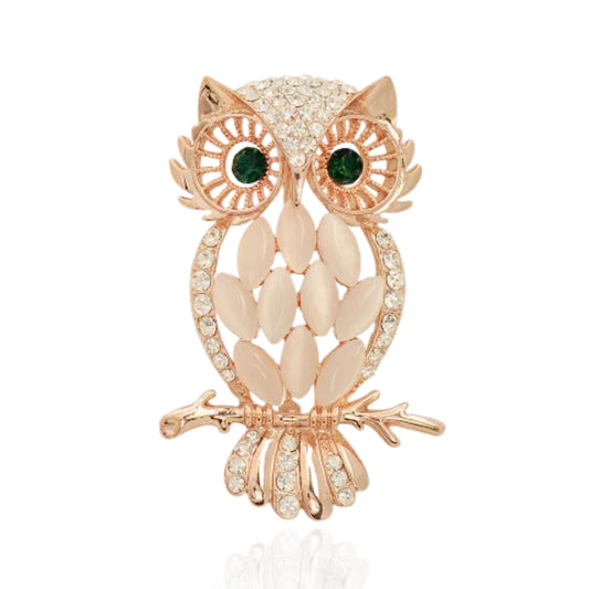 Stunning Gold Owl Opal Brooch Elegant Inlaid Rhinestone Animal Lapel Pin For Women Blouse Dress Coat Scarf Brooch