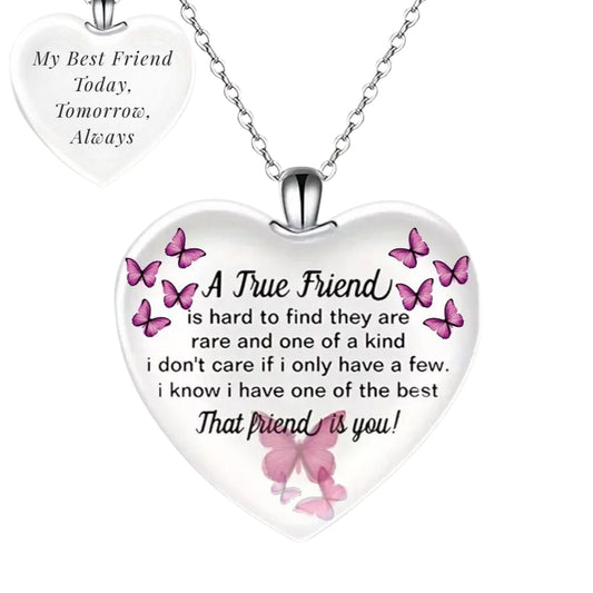 A True Friend Best Friends Stainless Steel Necklace Heart-Shaped Pendant Butterfly Theme Gift For BFF Bestie Best Friend Friendship For Birthday Friendship Day