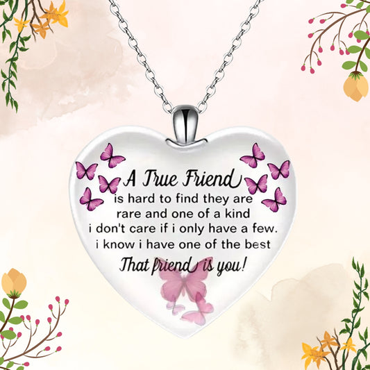 A True Friend Best Friends Stainless Steel Necklace Heart-Shaped Pendant Butterfly Theme Gift For BFF Bestie Best Friend Friendship For Birthday Friendship Day