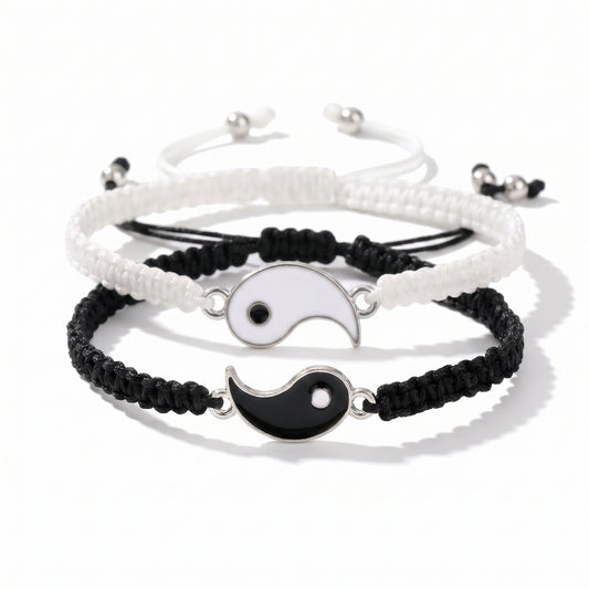Best Friend Couple Matching Yin Yang Adjustable Cord Bracelets For Friends Girlfriend Boyfriend Partner Couples For Birthday Anniversary Valentine's Day