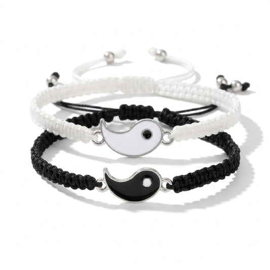 Best Friend Couple Matching Yin Yang Adjustable Cord Bracelets For Friends Girlfriend Boyfriend Partner Couples For Birthday Anniversary Valentine's Day
