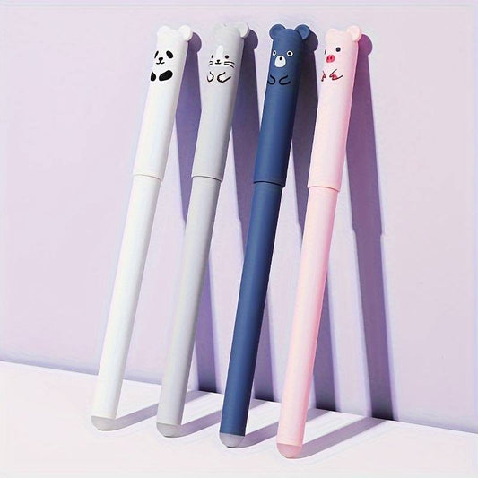 4pcs Kawaii Pig Bear Cat Mouse Erasable Gel Pen School Office Supplies Pens