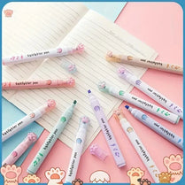 6pcs Cute Kawaii Cat Paw Highlighter Pen Portable Quick Dry Coloured Highlighters