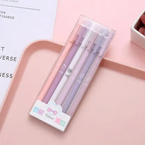 6pcs Purple Pink White Colour Fine Point 0.5mm Press Gel Pens Stationary Pens